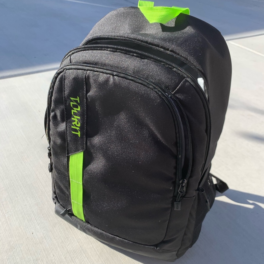 Tourit black and green backpack